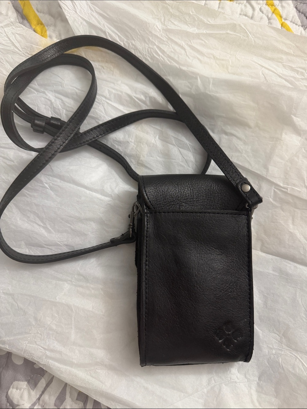 Patricia Nash Black Leather Crossbody Phone Pouch
